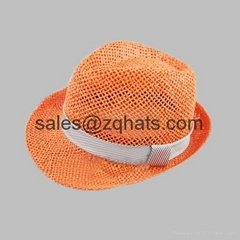 Paper string mens fedora yellow paper hat