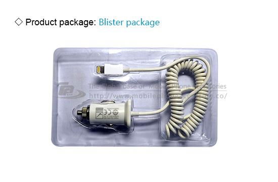 For iphone 5 car charger with blister package and cable 2