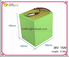 Lifepo4 36V 15AH Battery Pack For E-bike