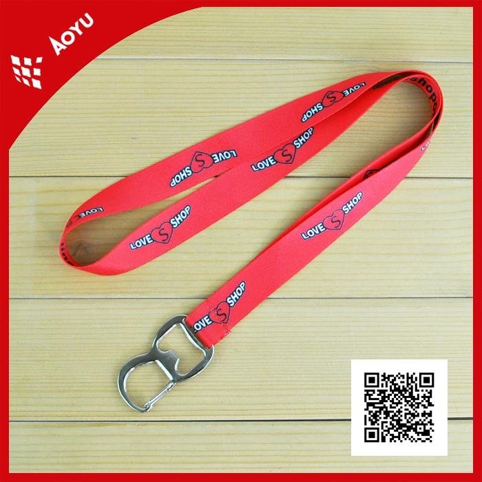 bottle opener lanyard with heat transfer printing for beer exhibition 