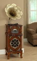 Gramophone with wooden base and brass