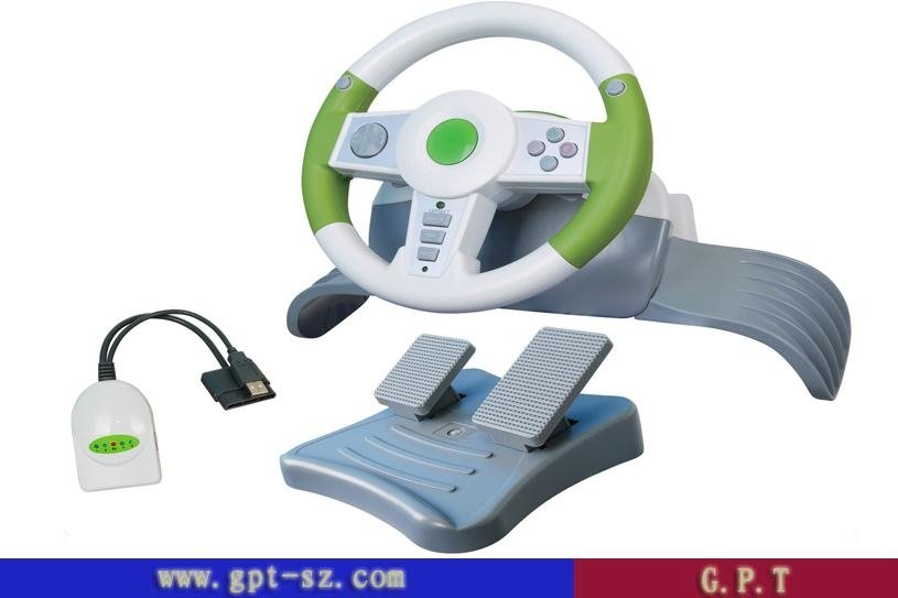 wireless steering wheel for pc/ps2/ps3/xbox360 console 2