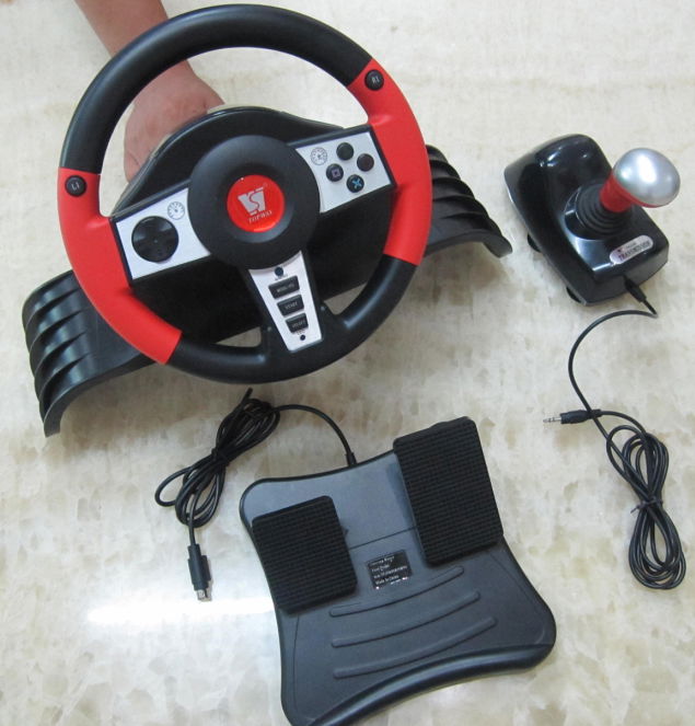 wireless steering wheel for pc/ps2/ps3/xbox360 console 4