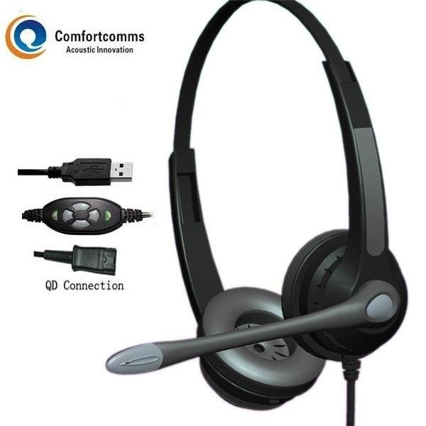 Binaural noise cancelling USB headset for computer 3