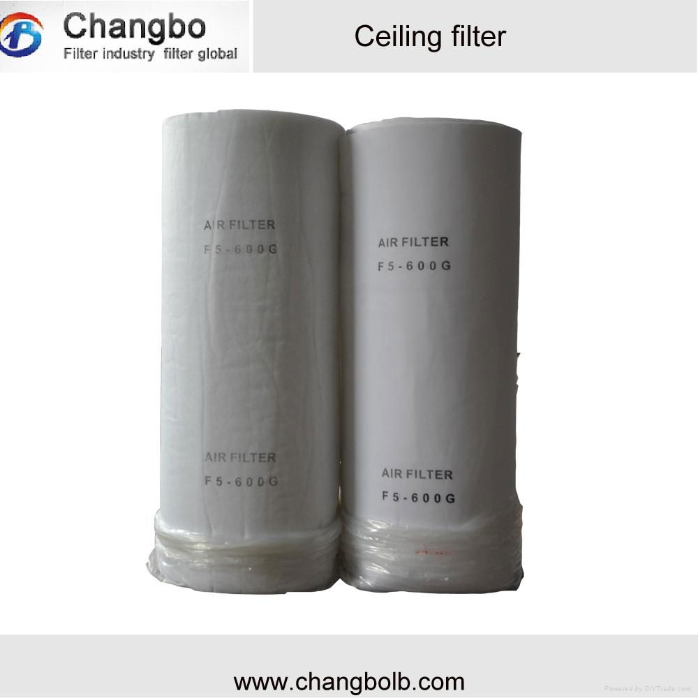 Synthetic spray booth ceiling filter