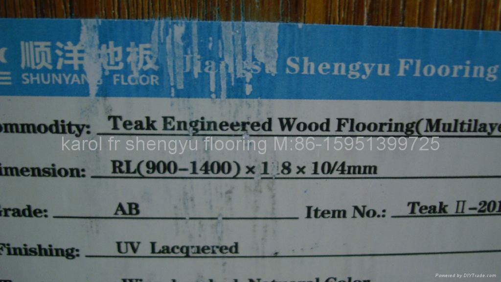 Teak Engineered Wood Flooring Wire-brushed UV lacquered