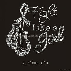 wholesale rhinestone transfer fight like a girl design for t shirt