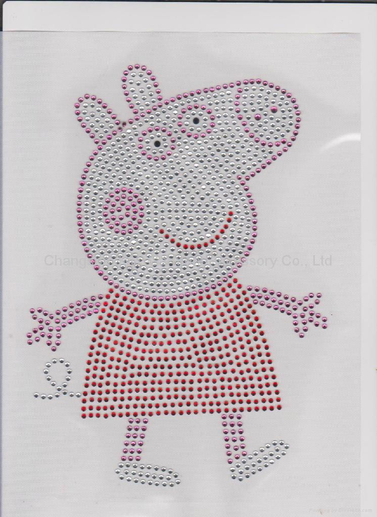 Hot Fix Rhinestone Transfer Peppa Pig Iron on Bling