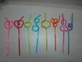    Food-grade plastic artistic colored curly straws for party supply  