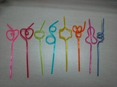    Food-grade plastic artistic colored curly straws for party supply  