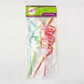    Food-grade plastic artistic colored curly straws for party supply   2