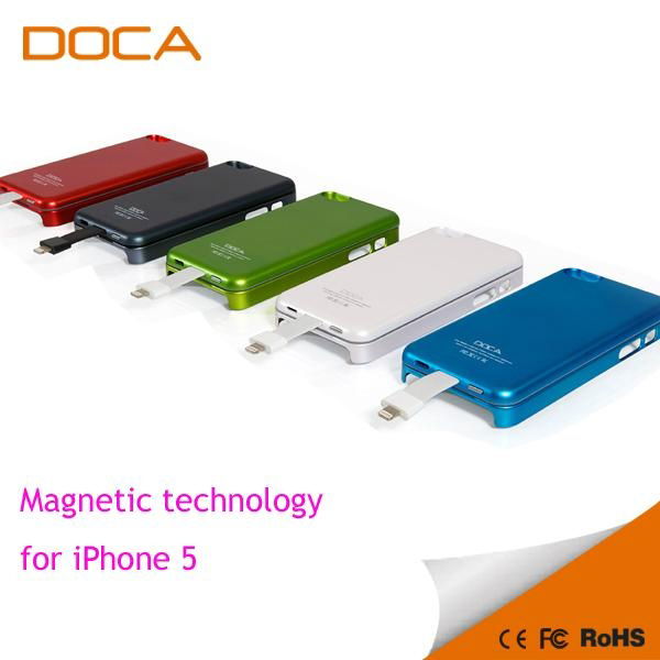 2800mAh DOCA T5 Magnetic battery charger powerbank backup battery for iphone 5