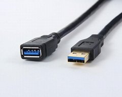 USB 3.0 AM to AF Cable, with golden AM plug