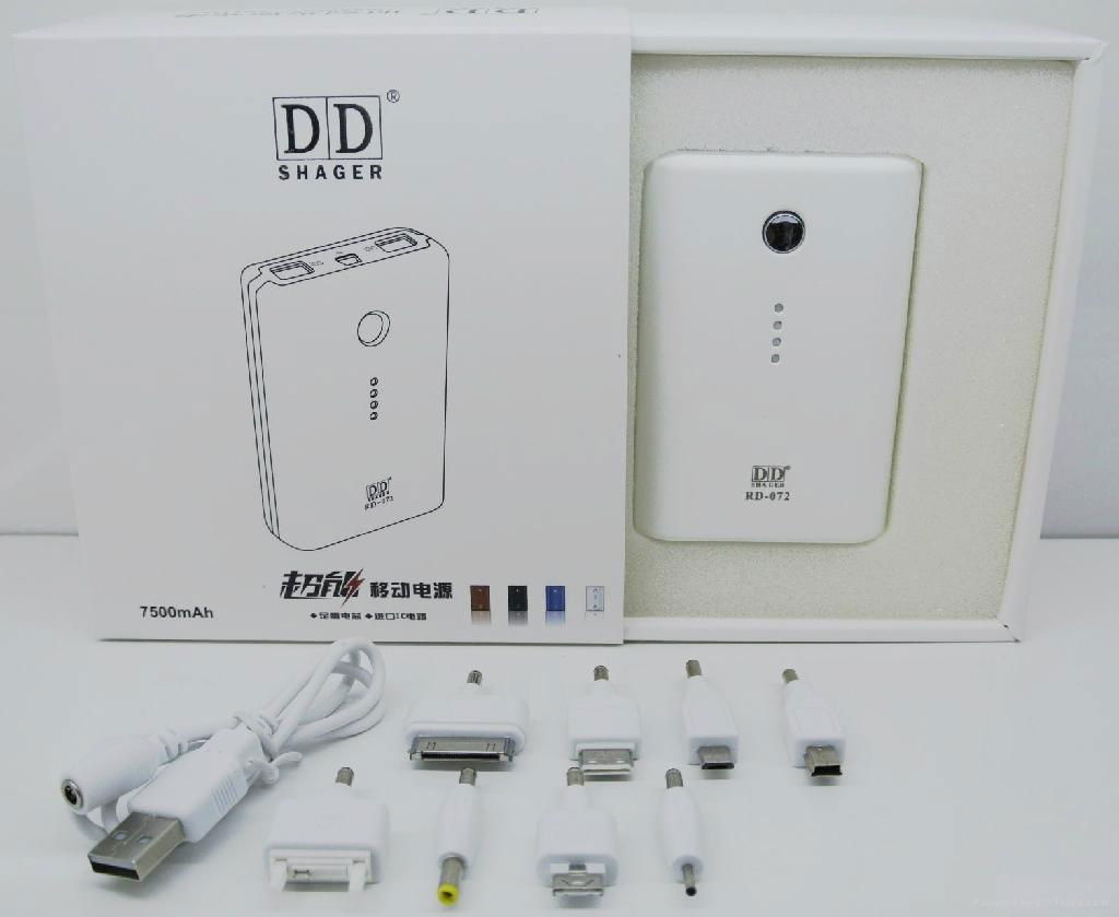portable power bank 7500mAh with dual USB ports for charging digital camera, PSP 4