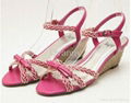 2013 new fashion summer cute pink red bowtie knit pu leather pattern sandals 1