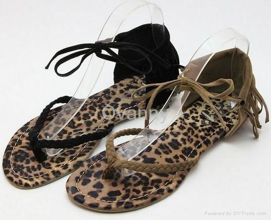 2013 new fashion summer hot sex knit pu leather leopard pattern flat sandals