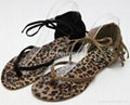 2013 new fashion summer hot sex knit pu leather leopard pattern flat sandals 1