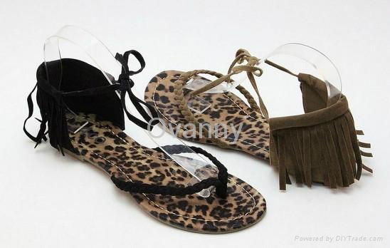2013 new fashion summer hot sex knit pu leather leopard pattern flat sandals 2