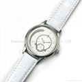 Low price stainless steel watch with genuine leather 1