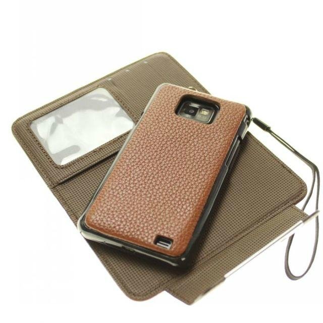 2in1 magnetic leather wallet case for samsung galaxy S2 i9100 