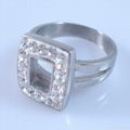 HBNR02268 Fashion Jewelry Square Top Diamond Ring Cocktail Ring 1