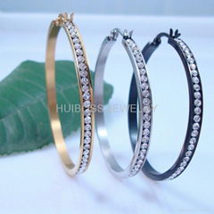 Gold earrings Stainless Steel Hoop Earrings Diamond Earrings Jewelry 