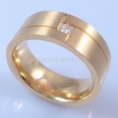 Fashion band ring zircon ring gold