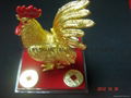 7.5cm Gold Plated Fortune Rooster with Plastic Box 3