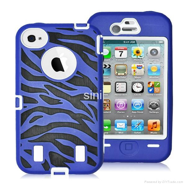 wholesale promotion zebra case for iphone 4 4s silicone and pc hybrid case 5