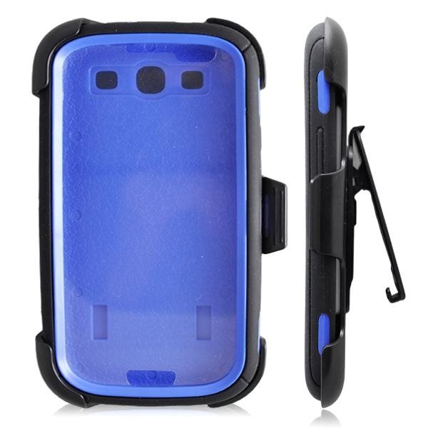 New arrival Plastic Hard R   ed Plain Case For SAM i9300 S3 with holster and scr 3