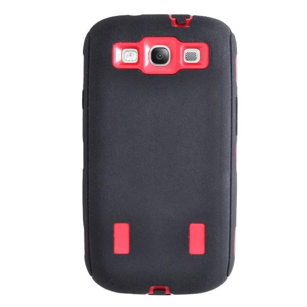 New arrival Plastic Hard R   ed Plain Case For SAM i9300 S3 with holster and scr 4