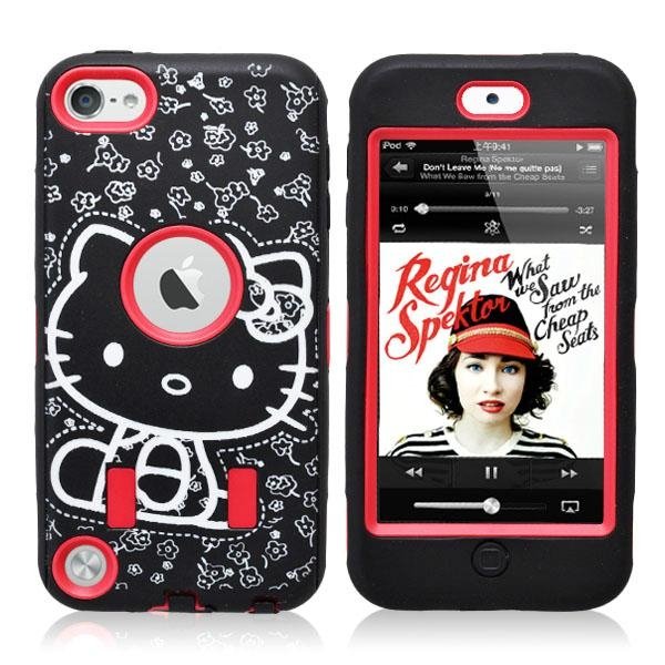 New arrival Hello kitty r   ed case for I POD touch5 with screen protector 2