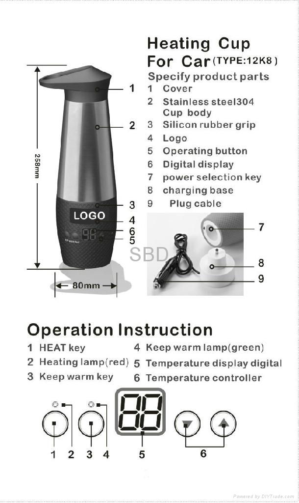 Heating Cup Car-base Electronics Kettle Bottle Auto Accessories Water Heater Mug 2