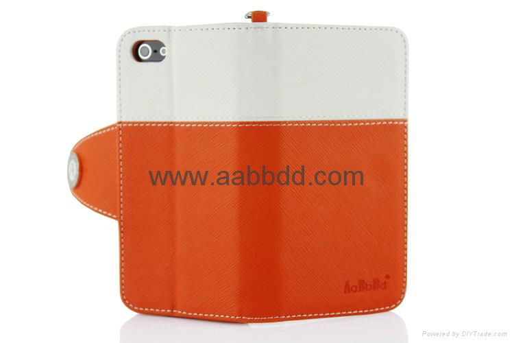 Double color design stand leather case for iphone5,S4 3