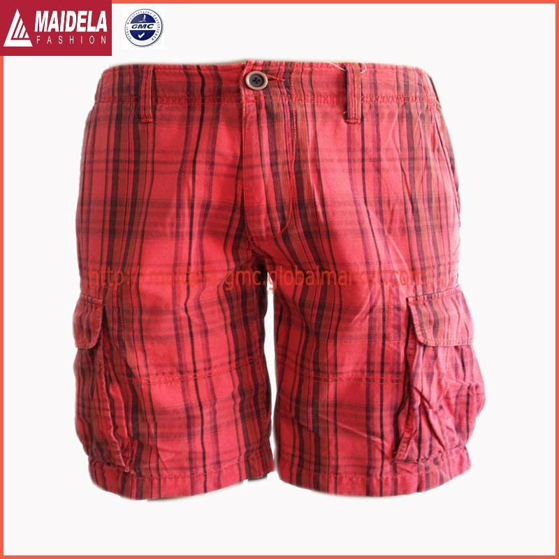 Cargo Shorts for men with plaid yarn dyed fabric