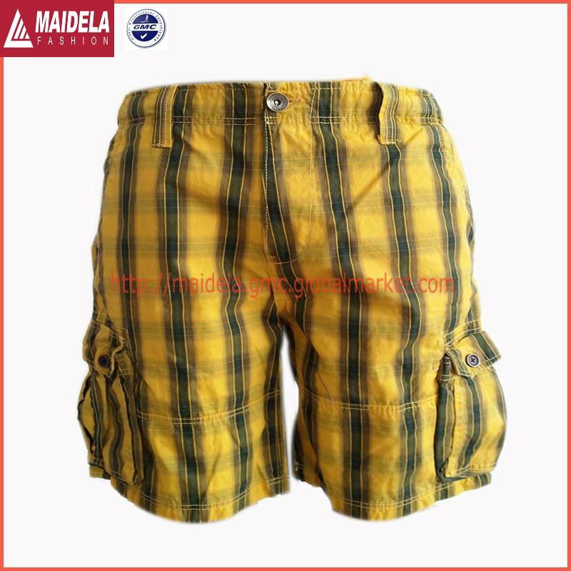 Cargo Shorts for men with plaid yarn dyed fabric 2