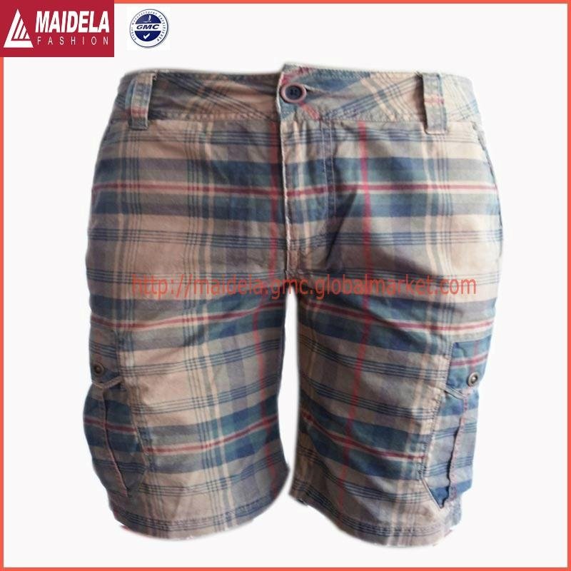 Cargo Shorts for men with plaid yarn dyed fabric 4