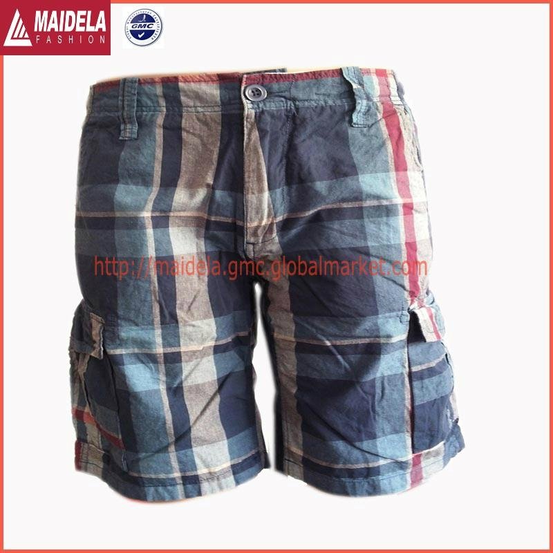 Cargo Shorts for men with plaid yarn dyed fabric 5