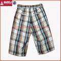 Mens cargo shorts with yarn dyed plaid fabric