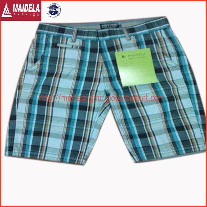Mens cargo shorts with yarn dyed plaid fabric 5