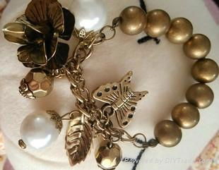 BR-130302 New Fashion Jewelry Costume Flower Leaf Butterfly Artificial Bracelet 2