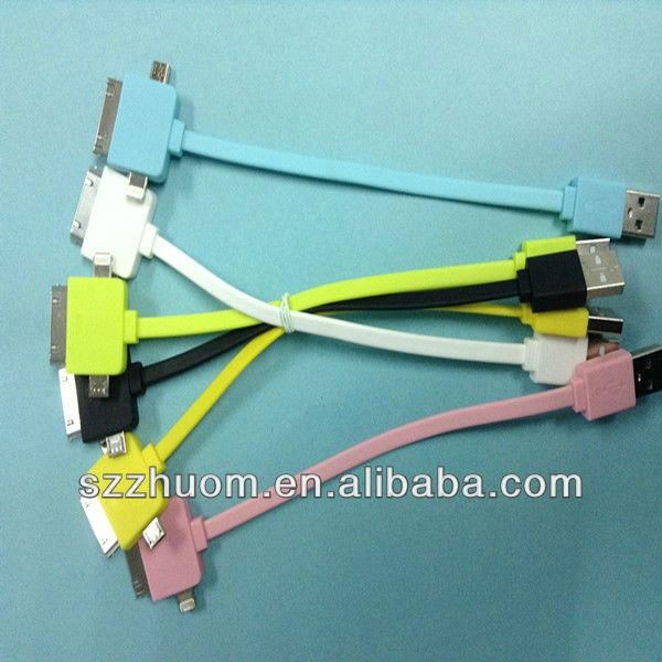 2013 Colorful 3 in 1 USB cable for iPhone ZM-IP5C12A