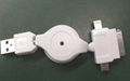 3 in 1 Retractable 8 pin + 30 pin + Micro USB Data Charge Cable for iPhone 5 ZM 