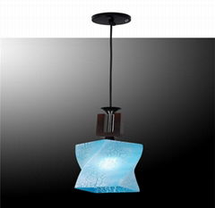 Pendent light with stripe glass 