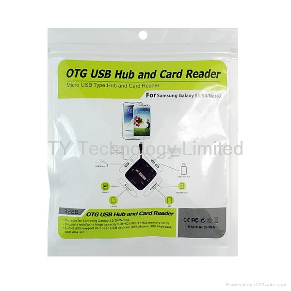 OTG Micro USB type Hub and Card Reader  support HI-Speed USB devices USB Mouse 2