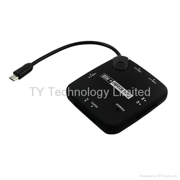 OTG Micro USB type Hub and Card Reader  support HI-Speed USB devices USB Mouse 3