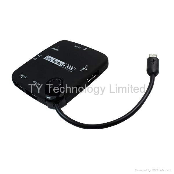 OTG Micro USB type Hub and Card Reader  support HI-Speed USB devices USB Mouse 4