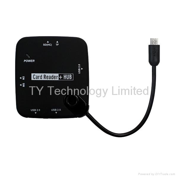 OTG Micro USB type Hub and Card Reader  support HI-Speed USB devices USB Mouse 5