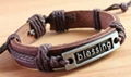 handmade antique punk leather bracelet bangle 5