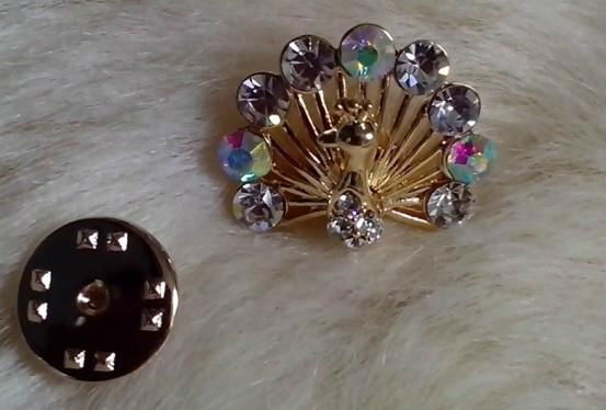 angel and peacock brooch with crystal stones 3